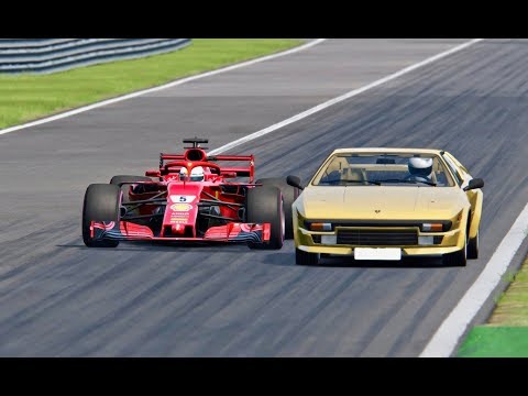 Ferrari F1 2018 vs Lamborghini Jalpa - Monza