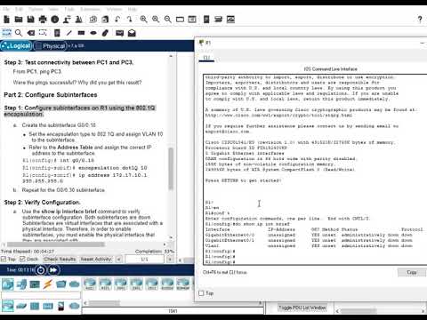 4.2.7 Packet Tracer   Configure Router on a Stick Inter VLAN Routing