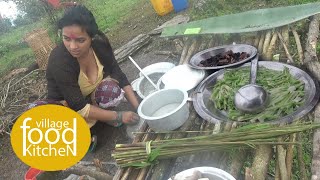 mini bamboo shoot curry  village food kitchen  laj