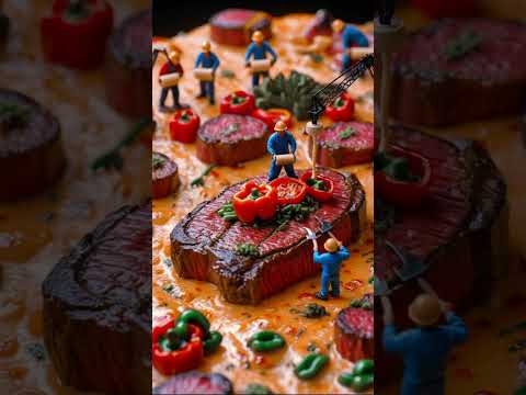 🥩 Tiny Builders Caught Cooking the Perfect Steak! | AI Food Magic You Must See 👀 #Shorts