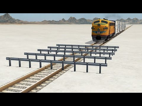 Trains vs Numerous Guardrails vs Unfinished Railway vs 90 Degree Turn – BeamNG.Drive