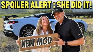 My Wife Installs a Carbon Fiber Mod on My Corvette C8! 😲
