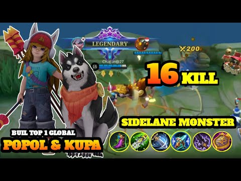 16 Kills!! Popol And Kupa Sidelane Monster-Build Top 1 Global  Popol And Kupa~MLBB
