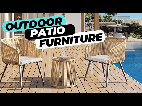 THINK 30 Acacia Wood Outdoor Dining Set 7 Pieces with Cushions,Modern 6 Chairs with Handwoven Cord & 1 Large Table, Dining Furniture Set for Lawn, Backyard, Garden Deck,Poolside,Teak video review thumbnail