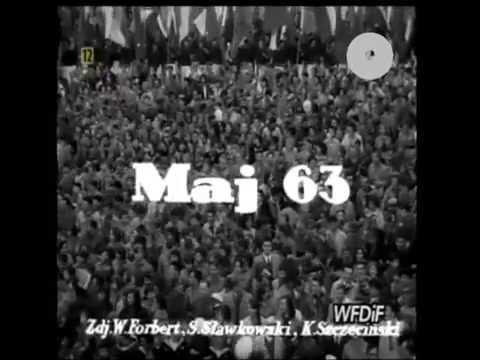 PRL 1 maja 1963 Pochód pozdrawia tow.Gomułkę