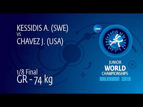 1/8 GR - 74 kg: A. KESSIDIS (SWE) df. J. CHAVEZ (USA) by TF, 8-0