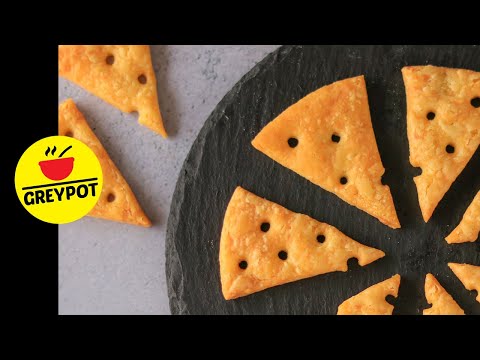 4 Ingredient Easy Cheese Crackers | Homemade Cheese Biscuits Baked Snack Recipe