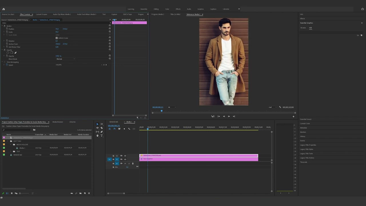 How to edit the Fashion Urban Paper Promotion for Social Media Story in Premiere Pro