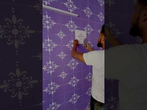 Stencil wall painting design and Sticker #shorts #trending #painting ￼