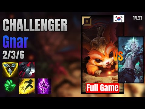 CHALLENGER Top Gnar vs Viego lol KR solo rank Full Game 14.21