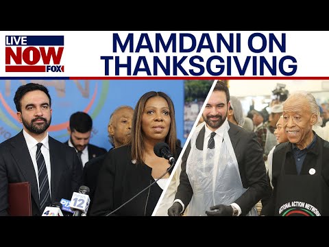 Video | Mayor-elect Mamdani joins Al Sharpton, Letitia James for Thanksgiving in NYC
