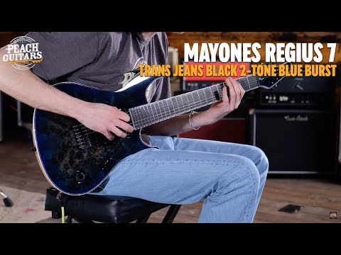 No Talking...Just Tones | Mayones Regius 7 Trans Jeans Black 2-Tone Blue Burst Gloss