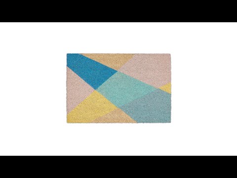 Fußmatte Kokos mit Muster Beige - Türkis - Gelb - Naturfaser - Kunststoff - 60 x 2 x 40 cm