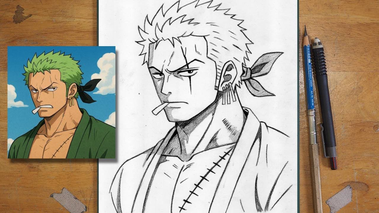 How to Draw Zoro Easy | Step by Step One Piece Drawing Tutorial