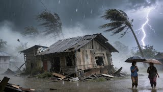 Extreme weather hits ⛈️😱|| Heavy rain and thunderstorms hit villages in Indonesia