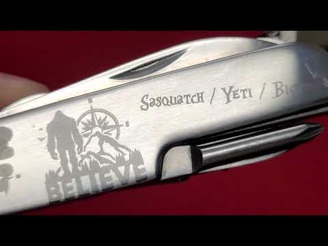 Sasquatch Swiss Army Knife - Laser Engraved Using The LaserPecker 3