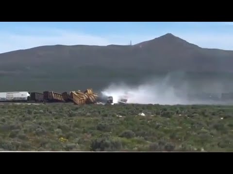 A 60-mile stretch of U.S. Interstate 80 in northeast Nevada was closed for a time while emergency crews responded to a train derailment. (June 19)