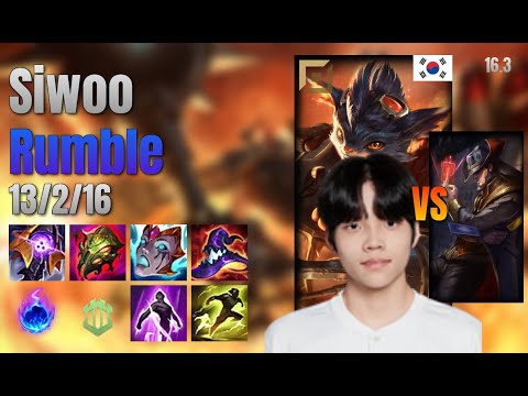 Siwoo Top Rumble vs Twisted Fate lol KR solo rank Full Game 16.3 | 시우 럼블 vs 트위스티드 페이트