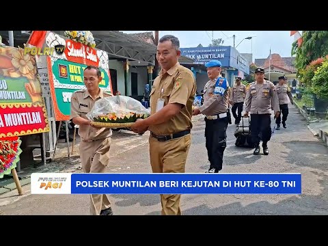 POLSEK MUNTILAN MEMBERIKAN KEJUTAN HUT KE 80 TNI DI MARKAS KORAMIL