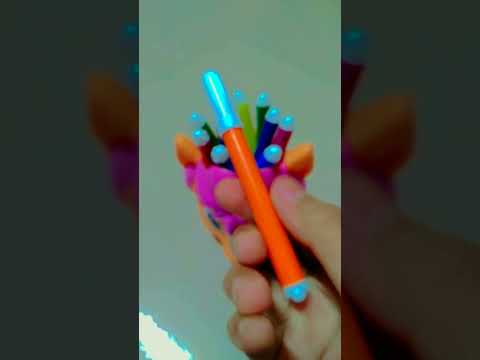 Let's organise together my cute mini scetch pens 12 colour shades and a cute animal pen holder best