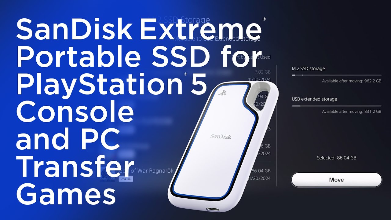 SanDisk Extreme® Portable SSD for PlayStation®5 Console and PC - Transfer Game Files