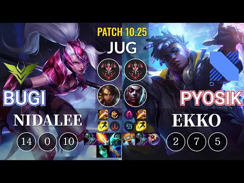 V3 Bugi Nidalee vs DRX Pyosik Ekko Jungle - KR Patch 10.25