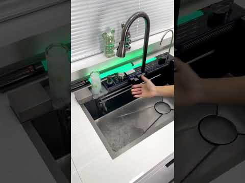 NIAGARA | Workstation Kitchen Sink Kit With Digital Temperature Display & Lighting Waterfall Faucet