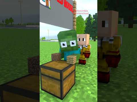 Help Baby Zombie Build House vs Entity & Notch - Minecraft Animation