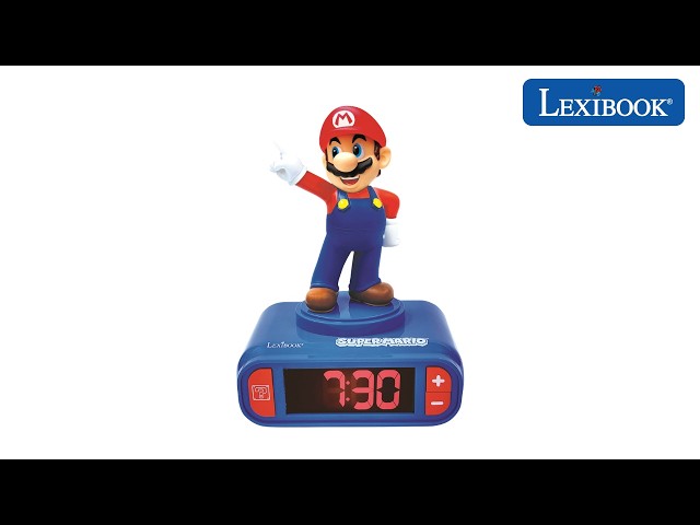 Vídeo relacionado con LEXIBOOK Nintendo Super Mario-Reloj Despertador, a Partir de 3 años, con Pantalla LCD Digital, quitamiedos niño, Azul/Roja RL800NI