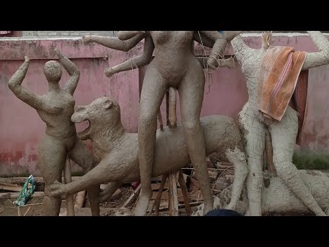 How to make durga idol || दुर्गा माता की शेर कैसे बनाये || lione making video || Rajesh art