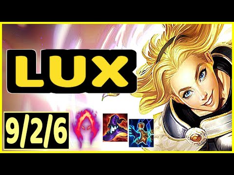 LUX VS VEL'KOZ - 9/2/6 KDA MID GAMEPLAY