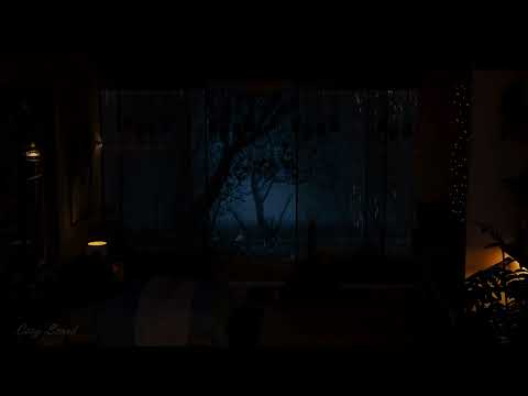 🌧️Rain Storm in mystery forest  - let door & window open to watch Cozy Balcony w/ Heavy Rain Pouring