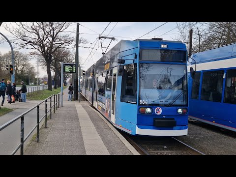 Straßenbahn Rostock | Mitfahrt in der kompletten 2 von Reutershagen bis Kurt-Schumacher-Ring im 6N1