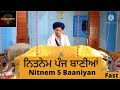 Nitnem 5 Baaniyan ਨਿਤਨੇਮ ਪੰਜ ਬਾਣੀਆਂ Fast Waheguru Gurbanivichar Gurban