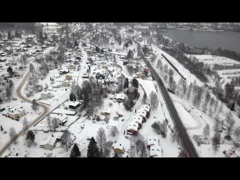 Billingsfors Sweden from above in wintertime.Dji magic pro