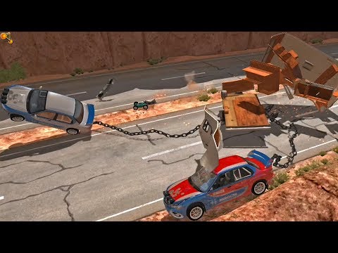 BeamNG Drive Extreme Chained Cars Crashes (XL Giant Chain) Compilation #3