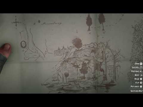 Red Dead Redemption 2. Sketched Map Tresure Hunt. Elysian Pool.