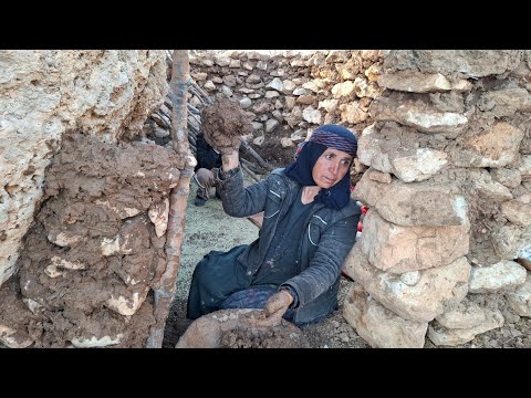 Maryam's muddy hands to save Ahura | Building a hut in the heart of the mountain
