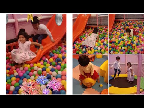 vihana and kids are playing at ballpool and trampoline / enjoying with Toys/games time.