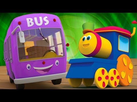 Bob o trem as rodas no ônibus rima para crianças ônibus canção em português Bob Wheels On The Bus