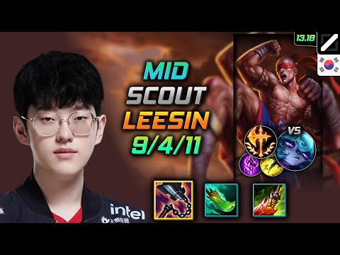 Lee Sin Mid Build Scout Goredrinker Conqueror - LOL KR Master Patch 13.18