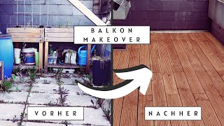Balkon Makeover - Gehwegplatten + Splitt entfernen | Terrassenboden verlegen | DIY Holzboden | vita.