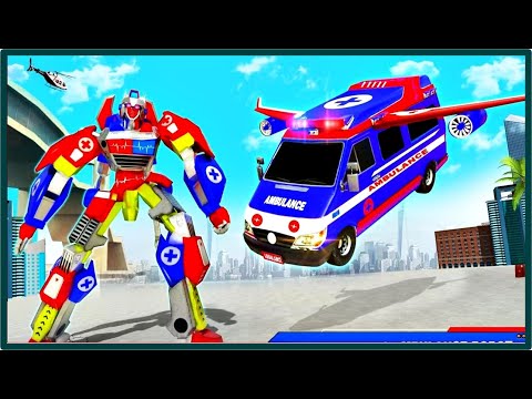 Flying Ambulance Dog Robot Car - Flying Ambulance Air Jet Transform Robot | Android Gameplay