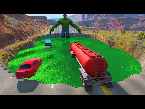 Cars vs Giant Deep💚 and Water Pit - BeamNG Drive #12