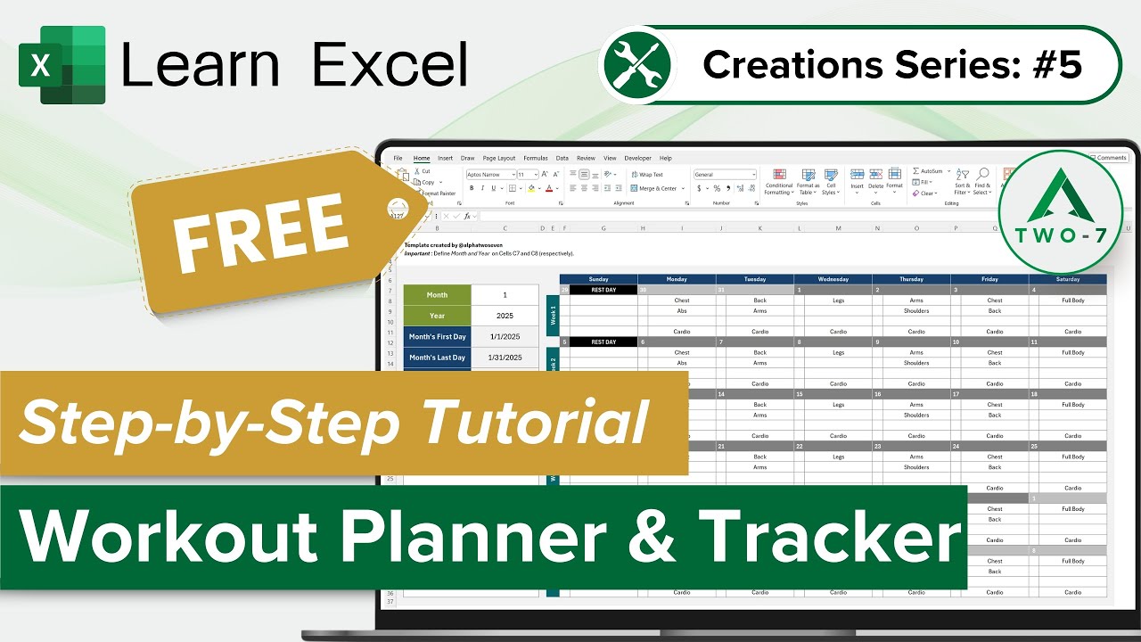 Workout Planner and Tracker - Free Template and Step by Step Tutorial - Create Your Own Spreadsheet