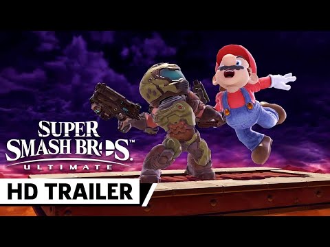Super Smash Bros. Ultimate Doom Slayer (Gunner), Octoling (Wig), and Judd (Hat) Mii Costumes Trailer
