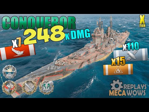 Battleship Conqueror 7 Kills 248K Damage | World of Warships