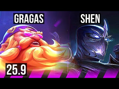 GRAGAS & Ezreal vs SHEN & Jhin (SUP) | 2/2/9 | EUW Challenger | 25.9