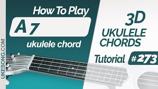 Ukulele chords - A7 | 3D ukulele chords tutorial # 273