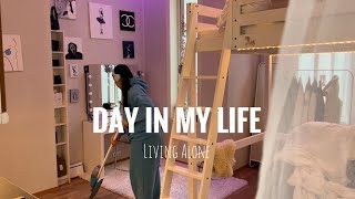 Day in my life | living alone, 5AM morning, gym, school, cleaning my apartment, what i eat